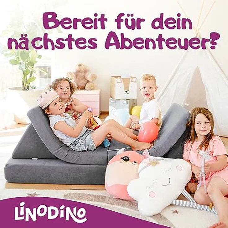 Linodino Kindersofa Spielsofa I aus Schaumstoff Bausteine I Spielcouch für Kinder, Wasserfeste Unterbezüge, Waschbare Chenille Bezüge 30° – Bild 8