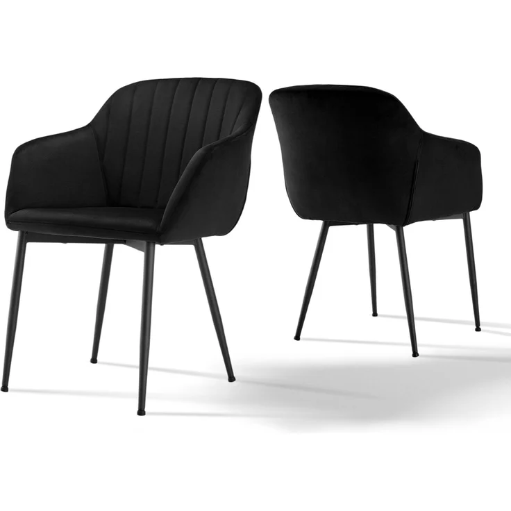 GOEURVANT 711 Esszimmerstühle 2er-Set mit Armlehnen, Samt - Schwarz – Bild 1