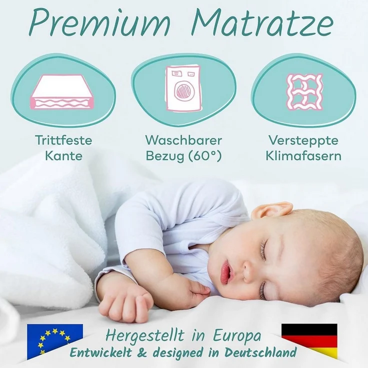 Komfortschaummatratze Babymatratze H2 mit Trittkante, Sun Garden, 10 cm hoch, (Bezug waschbar), 60x120 cm, 70x140 cm H2 – Bild 2
