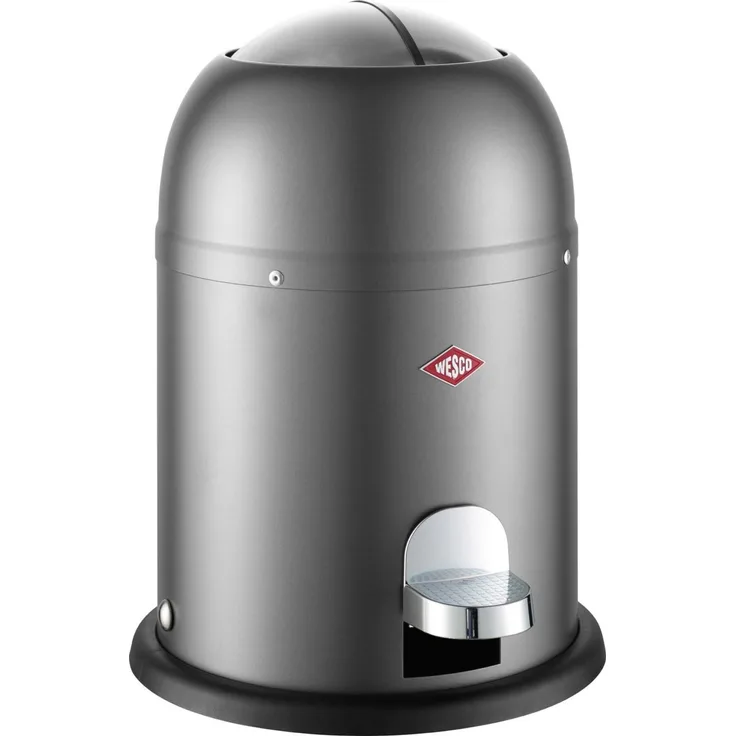 Wesco Mini Master Kosmetik-Treteimer, Abfalleimer, Mülleimer, Kosmetikeimer, Stahlblech, Graphit Matt, 6 L, 180112-77