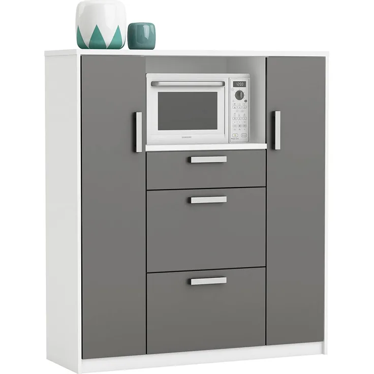 habeig Küchenschrank 8540 weiß anthrazit Singleküche Küchenregal Küchenzeile Schrank - 68kg ! schwer
