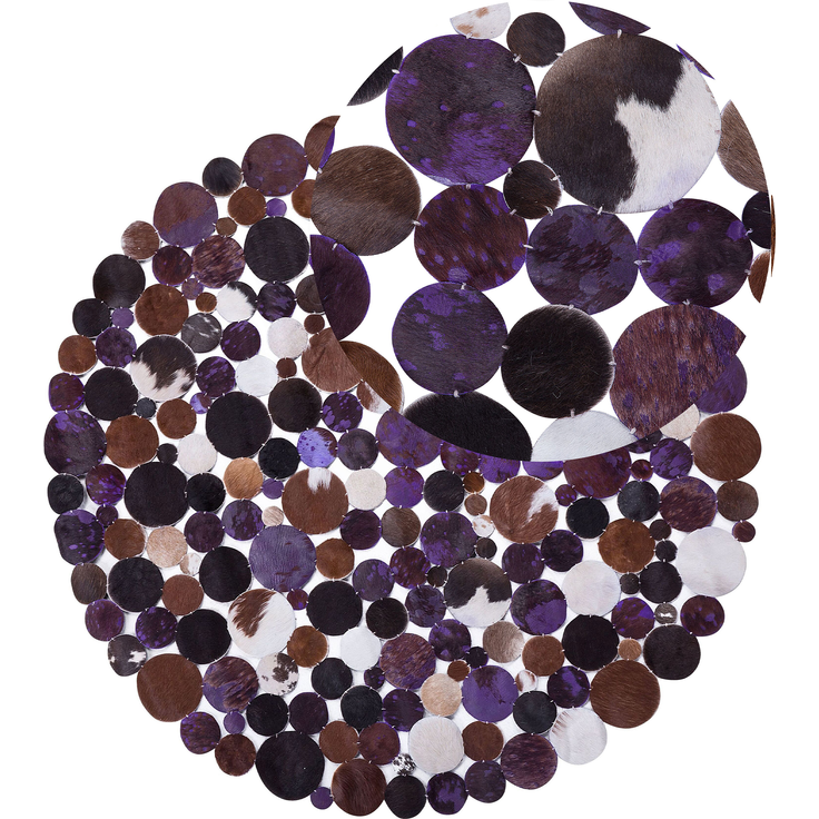 Teppich Kuhfell braun / violett ⌀ 140 cm Patchwork SORGUN
