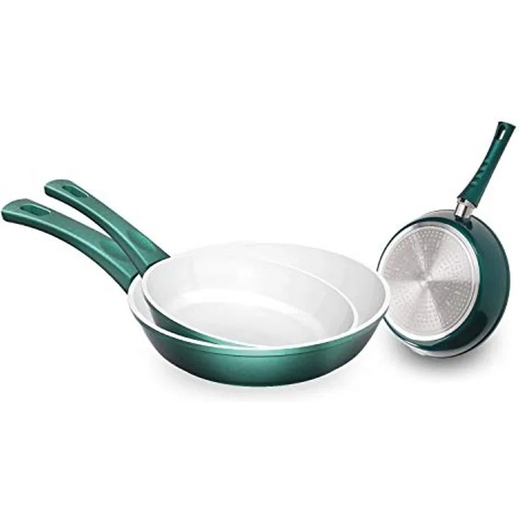 Genius Bratpfanne Cerafit Fusion Induktion Keramik Pfannen, Edelstahl (Set, 3 Bratpfannen Ø 28 cm 24cm 20 cm), Antihaft Beschichtung kratzfest Lotus Effekt