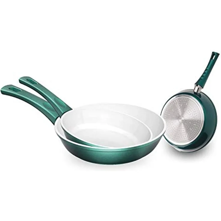 Genius Bratpfanne Cerafit Fusion Induktion Keramik Pfannen, Edelstahl (Set, 3 Bratpfannen Ø 28 cm 24cm 20 cm), Antihaft Beschichtung kratzfest Lotus Effekt – Bild 1