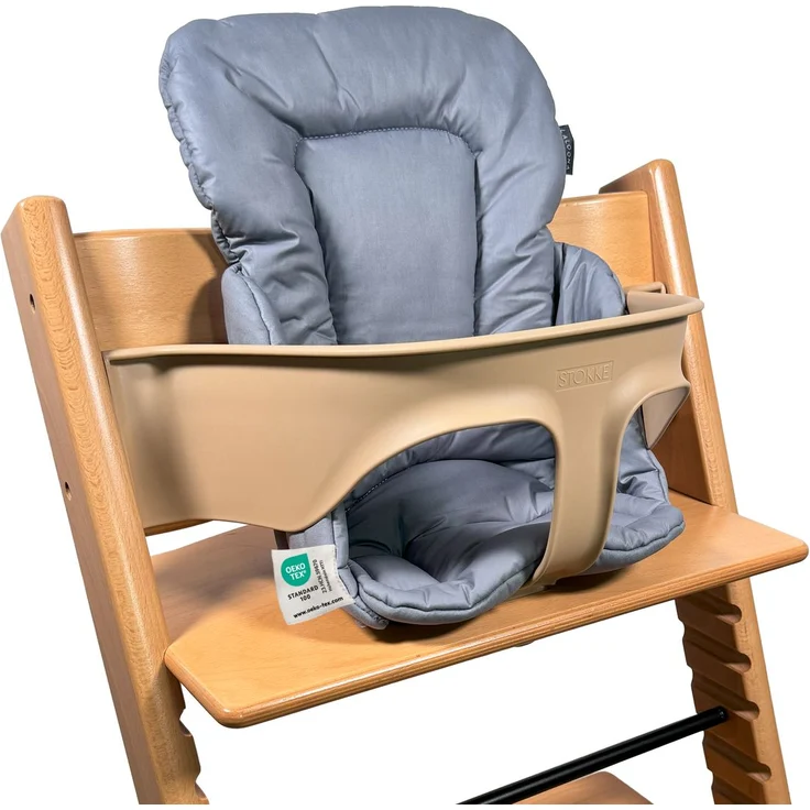LaLoona Sitzverkleinerer für Stokke Tripp Trapp Hochstuhl, beschichtet - Grau, anpassbar mit Klettverschlüssen, maschinenwaschbar, Oeko-Tex Standard 100