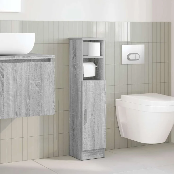 vidaXL Badezimmerschrank mit Rollenhalter Grau Sonoma 20,5x22x90 cm 858502 – Bild 3