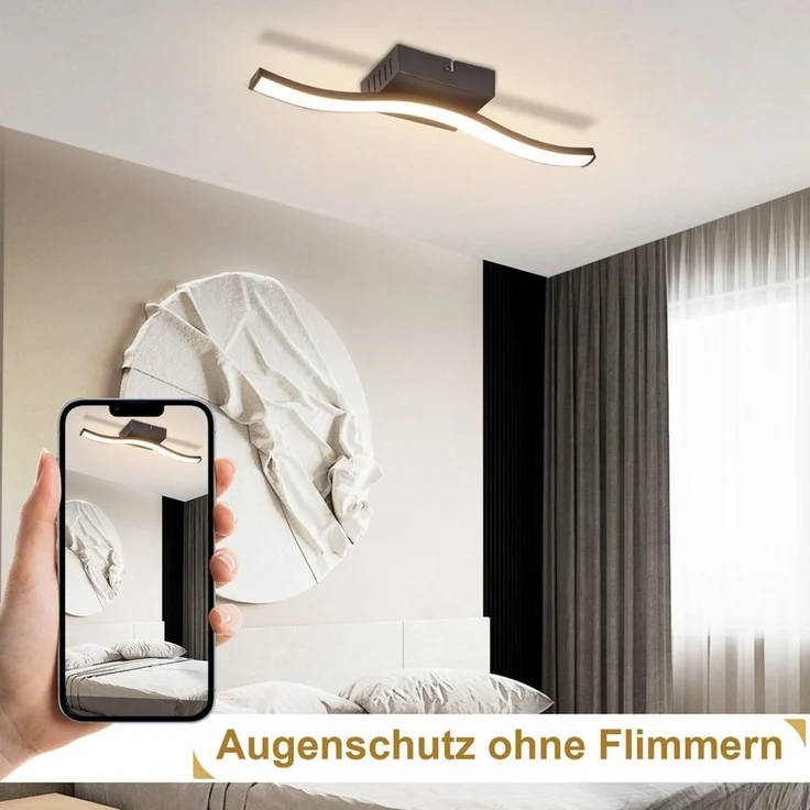 ZMH LED Deckenleuchte im Wellendesign, moderne Deckenlampe, 3000K Warmweiß, LED fest integriert, Warmweiß, 6W,für Flur, Diele, Küche und kleine Räume – Bild 3