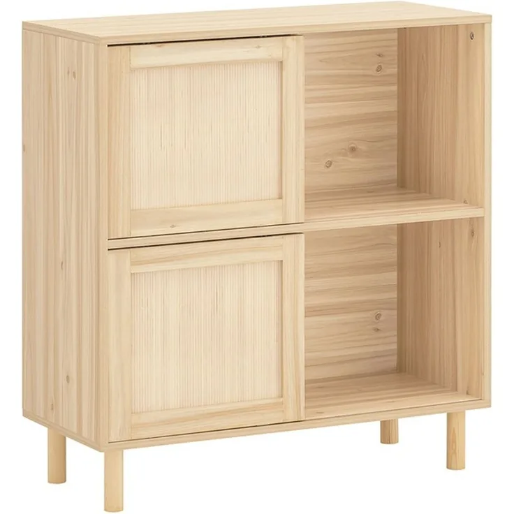 SoBuy FSB87-N Sideboard, MDF, Papierfurnier, Natur, 80 x 87 x 35 cm