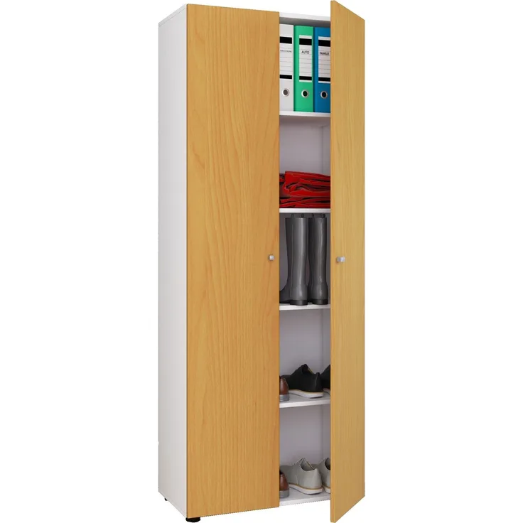 VCM Büroschrank Vandol 912181 Weiß / Buche B. 70 x H. 178 x T. 40 cm