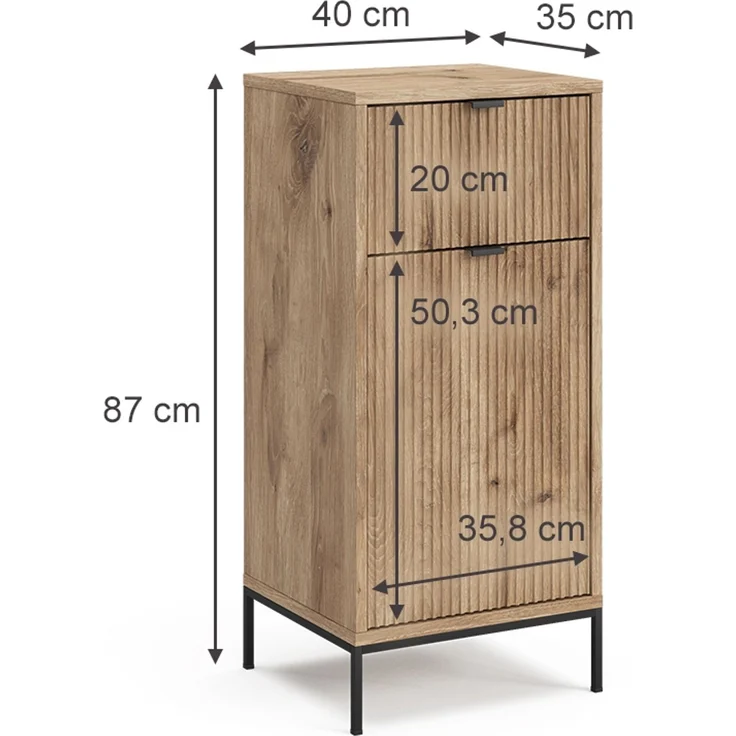 Badschrank Eliza Viking Oak 40 x 87 cm mit Tür und Schublade Vicco – Bild 3