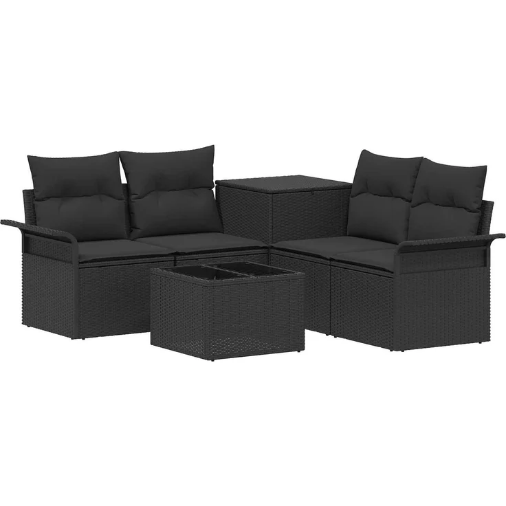 vidaXL Sofa Set 6 stk. 4-Sitzanzahl Schwarz Polyrattan und Stahl 3447064 – Bild 2