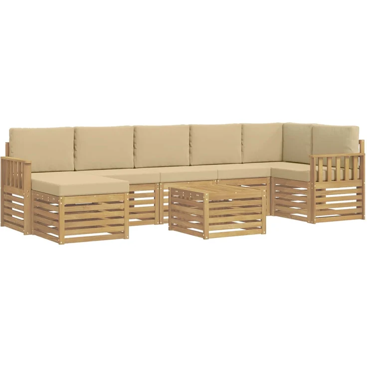 vidaXL Outdoor-Sofagarnitur 8 stk. 8-Sitzer Weiß und Beige Polyester 3392228 – Bild 2