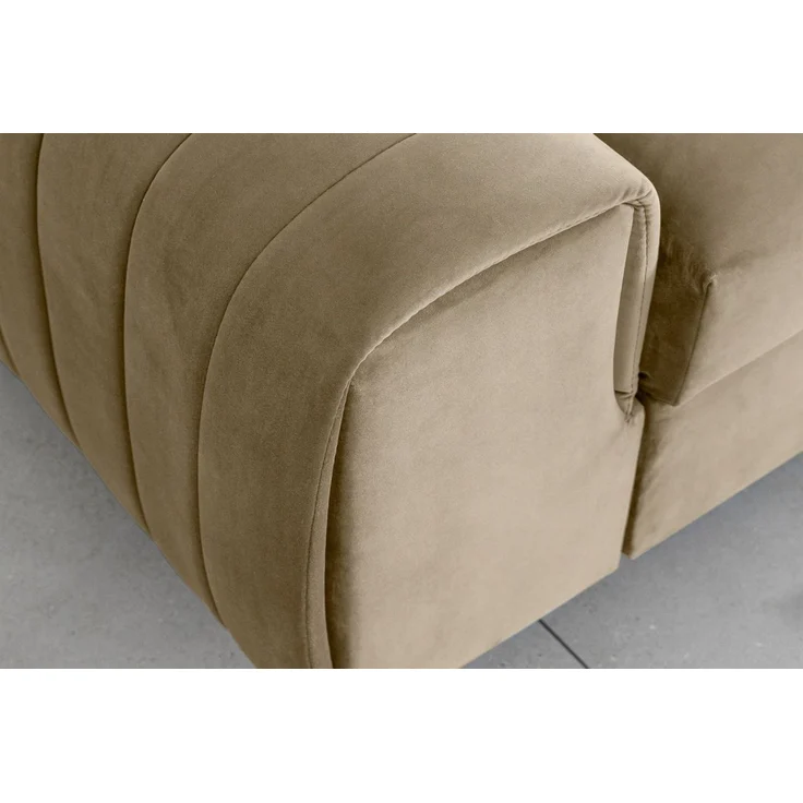 Sofa 3-Sitzer mit Schlaffunktion Schlafsofa ELENI Stoff Monolith Hellbraun – Bild 4