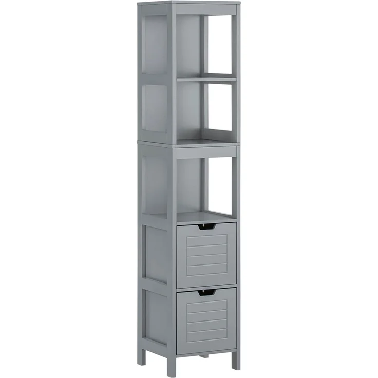 osoltus Badschrank Hochschrank Badregal Hampton 144 cm Grau – Bild 1