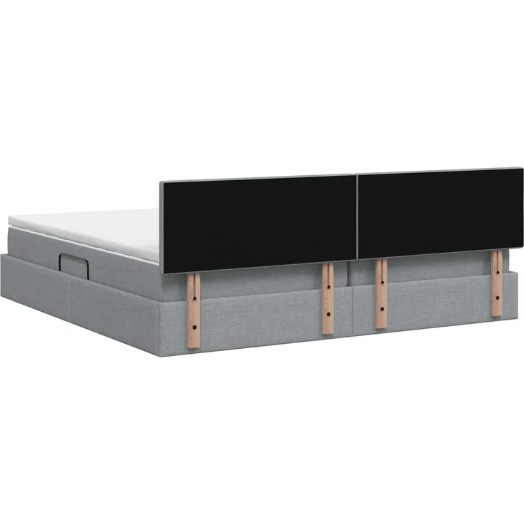 vidaXL LED-Speicherbett mit Matratze Hellgrau 200 x 200 cm Stoff 3459147 – Bild 10