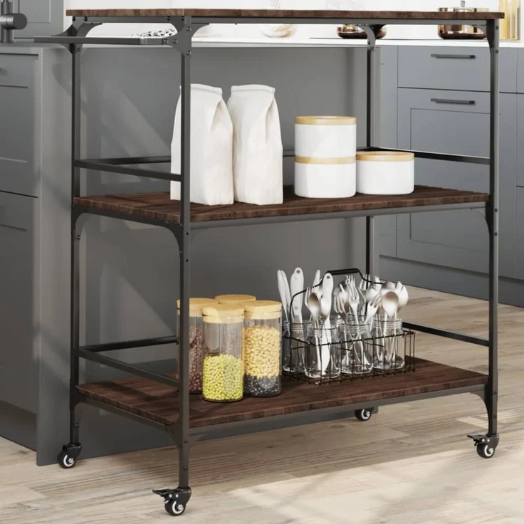 vidaXL Küchenwagen Braun Eichen-Optik 100,5x50x105 cm Holzwerkstoff 842335 – Bild 1