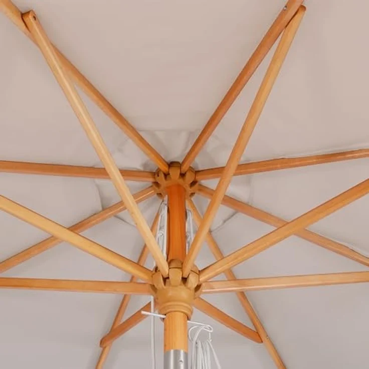 Sekey Sonnenschirm Ø 300 cm Holz Sonnenschirm mit Fransen, Gartenschirm mit Troddeln, LxB: 300,00x300,00 cm, Sonnenschutz UV50+, Vintage, im romantischen Stil – Bild 4