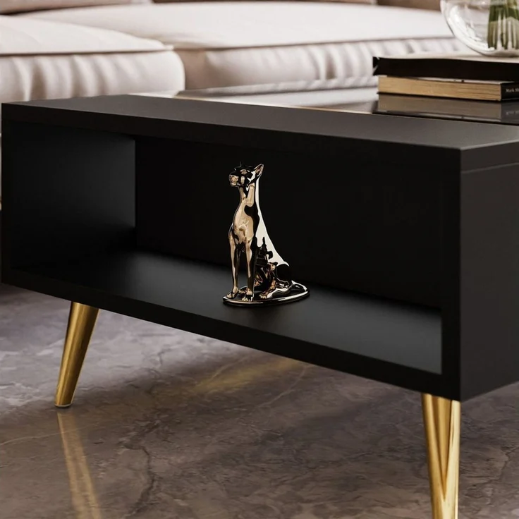 Lookway Couchtisch ONYX auf goldenen Beinen Hochglanz – Bild 3