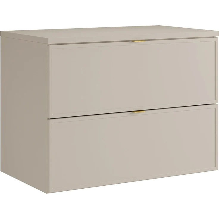 Vente-unique - Hängender Waschtischunterschrank mit Ablageplatte – Beige – B80 cm – ONDIL – Bild 4