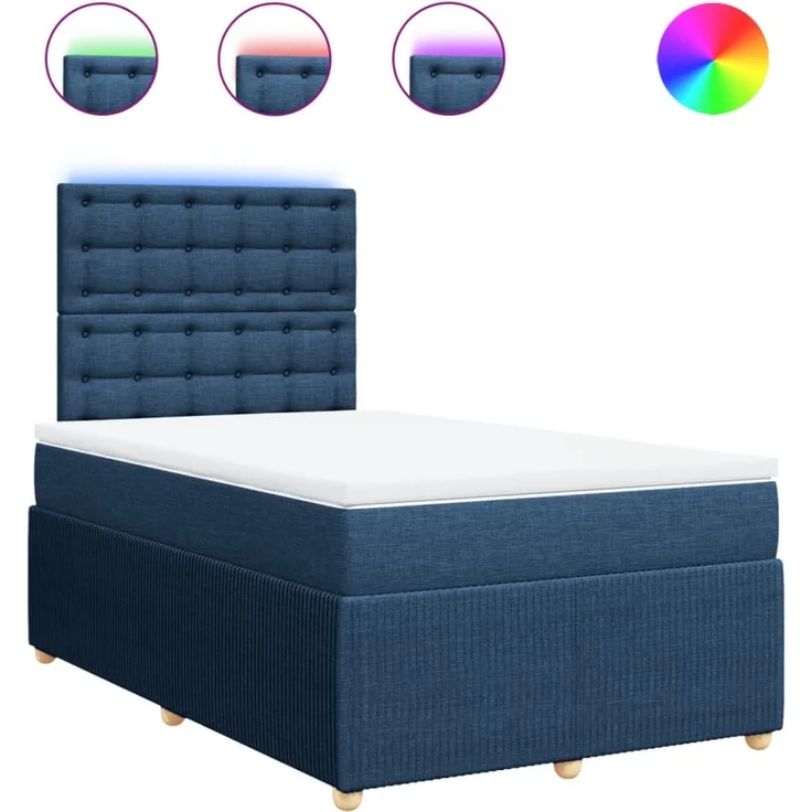 vidaXL Boxspringbett mit Matratze Blau 120x200 cm Stoff 3294343 – Bild 2