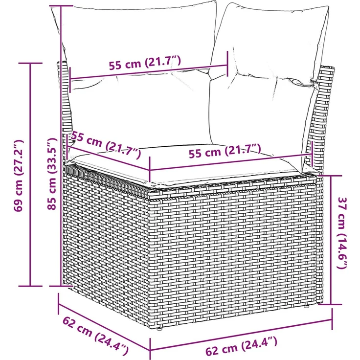 vidaXL Sofa Set 9 stk. Schwarz [Synthetisch]: Poly Rattan 3346886 – Bild 11