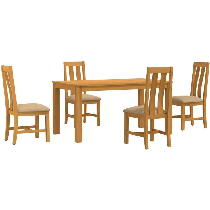 vidaXL Essgruppe BERGEN 5 stk. Beige 150 x 85 x 75 cm Massivholz Eiche 3430354 – Bild 2