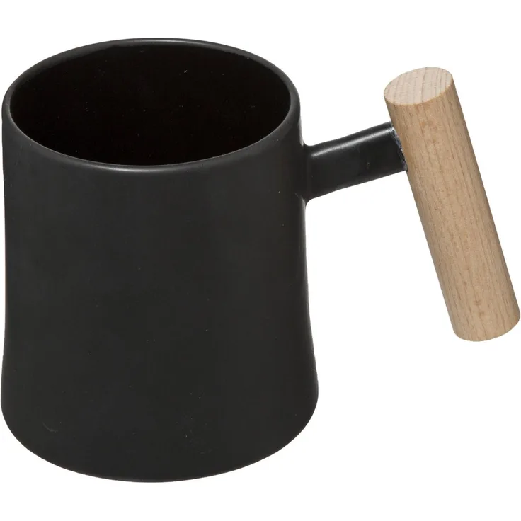 Becher aus Keramik mit Holzgriff, 370 ml