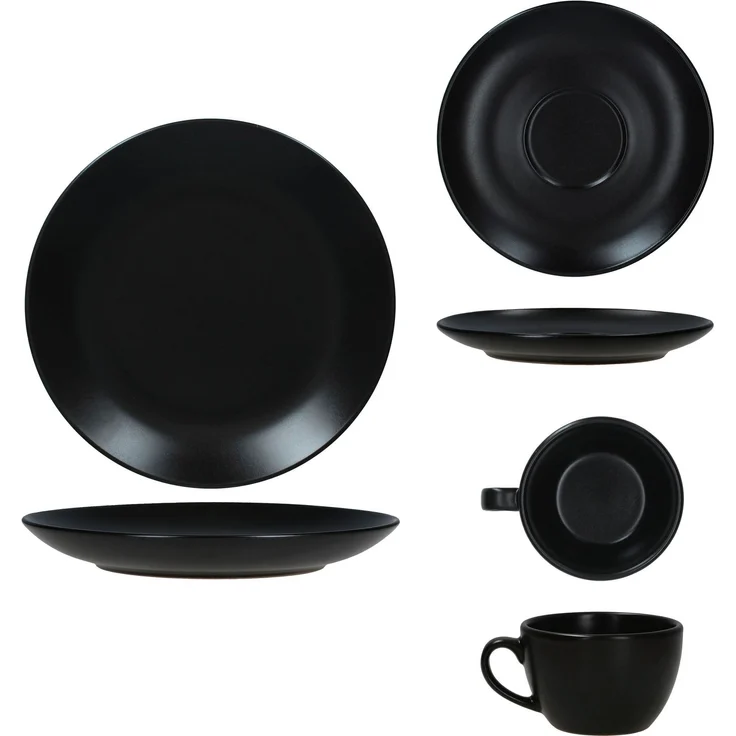 18tlg Kaffeeservice Panther schwarz Steingut 6 Personen – Bild 8