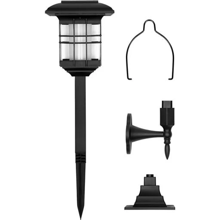 IC Gardenworld LED Laterne 4 in 1 Solar Gartenlaterne mit LED-Licht im Flammeneffekt-Design, LED fest integriert, warm-weiß im Flammeneffekt, zum Stecken, Hängen oder Hinstellen, einfache Montage, kabellos – Bild 7