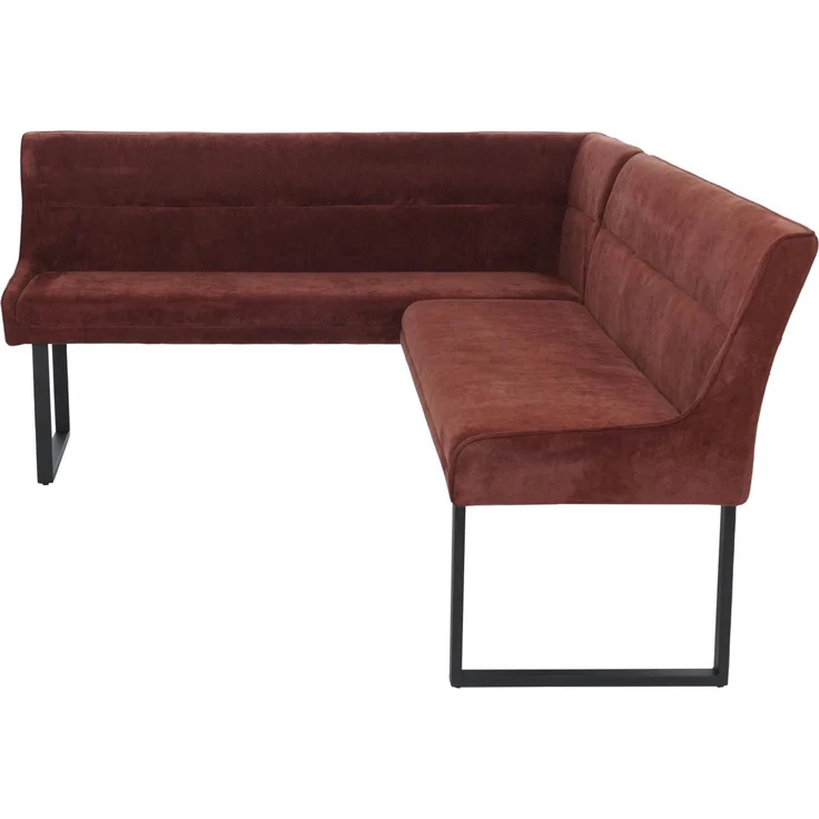 Eckbank HWC-O81, Esszimmerbank Bank, Öko-Tex (310g/m²) Chenille Stoff/Textil Metall 159x210 cm ~ rot – Bild 8