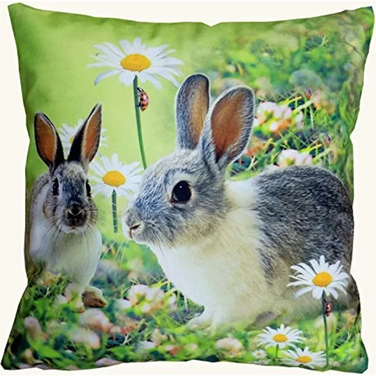 Kissenhülle mit Osterhasen gruen Ostern Frühling 40x40 Kissenhülle