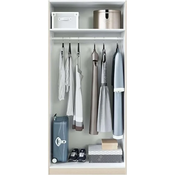 Zweitüriger Kleiderschrank, Eichenfarbe, 81,5 x 180 x 52 cm. – Bild 6