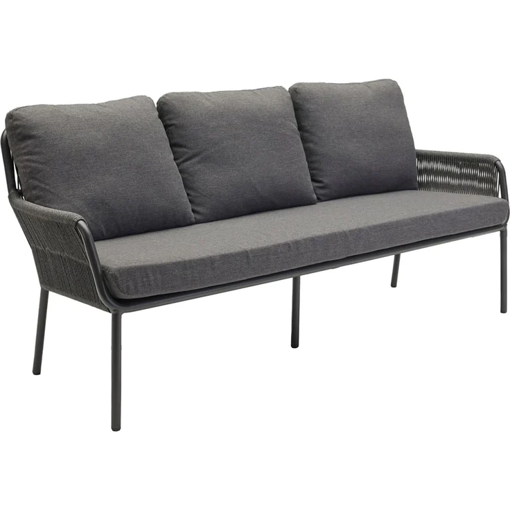 Loungesofa Concord 3-Sitzer Gartensofa mit Polster Relaxsofa Rope Anthrazit – Bild 1