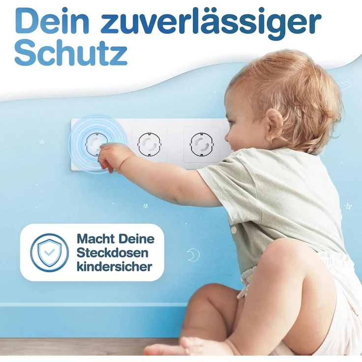Adlersfeld® - Steckdosen Kindersicherung - [10 Stück] - Steckdosenschutz Steckbar - Kindersicherung für Steckdose - Steckdosensicherung für Babys und Kinder – Bild 2