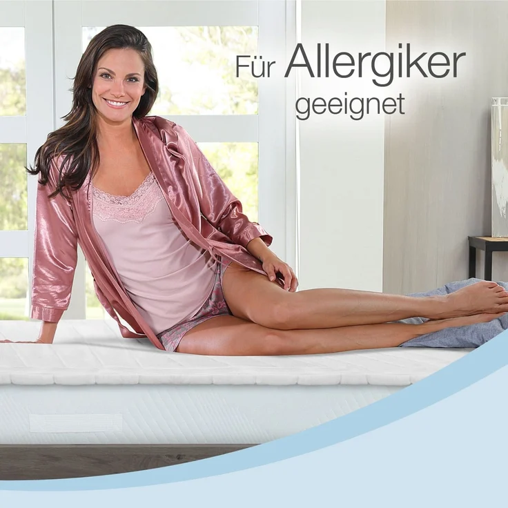 ELONEO, Topper 90x200, 140x200, 180x200 und weitere Größen, 5 cm hoch, Kaltschaum, für Hausstauballergiker, schadstoffgeprüft, mit waschbarem Bezug – Bild 5