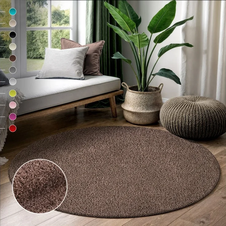 Sanat Hochflor-Teppich LOCA, auch als Läufer und in Rund, rund, Höhe: 30 mm, Wohnzimmer, Langflor, Shaggy, Schlafzimmer – Bild 1