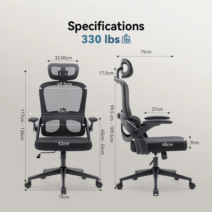 Sihoo Ergonomischer Stuhl 102C, 126 x 75 cm, in Schwarz – Bild 13