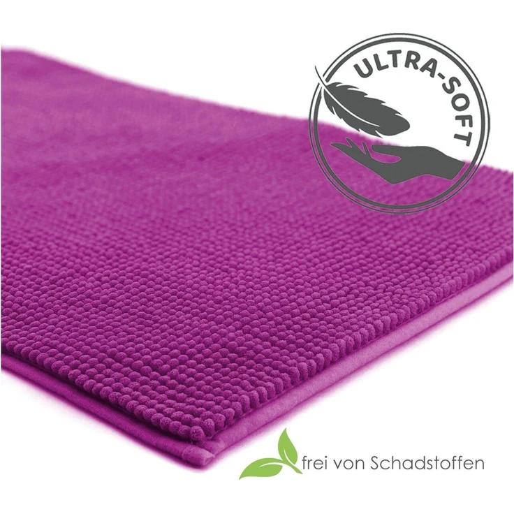 heimtexland Badematte Badvorleger Chenille Badteppich Duschvorleger, rutschhemmend beschichtet, Fußbodenheizung geeignet, schnell trocknend, strapazierfähig, fußbodenheizungsgeeignet, rutschfest, saugstark, Polyester, rechteckig, 60x90 cm, Hochflor, su... – Bild 4