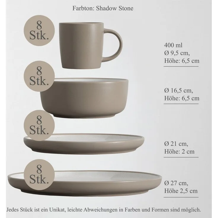 Hausfelder Geschirr-Set Steingut Geschirrset 4 Personen, 16teilig, Nordic Sand (16-tlg), 4 Personen, Steinzeug, spülmaschinen- & mikrowellengeeignet, Reaktivglasur