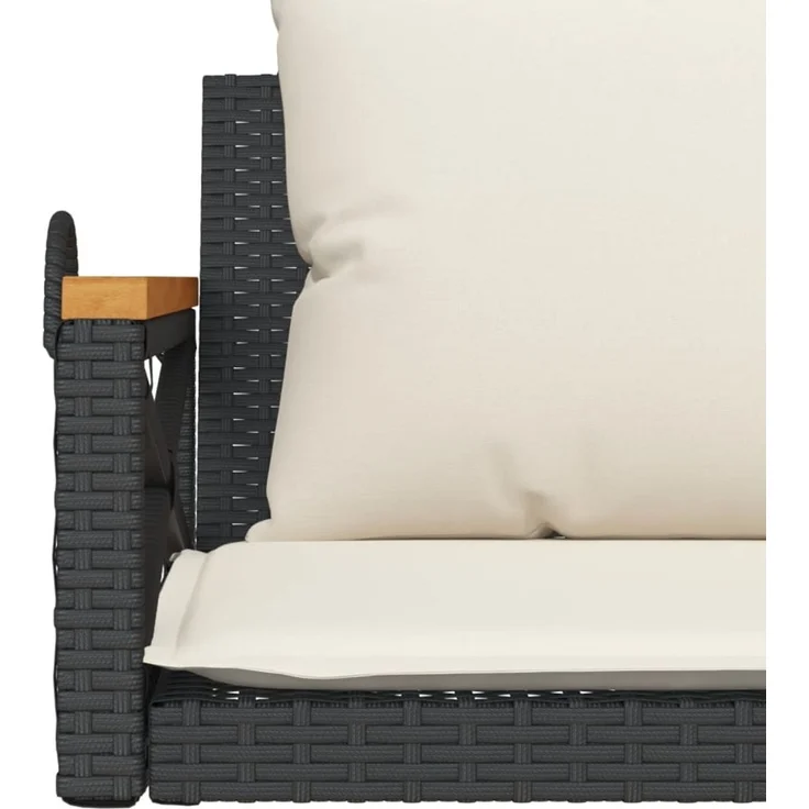 vidaXL Hängebank mit Kissen Schwarz 109x62x40 cm Poly Rattan 368155 – Bild 8