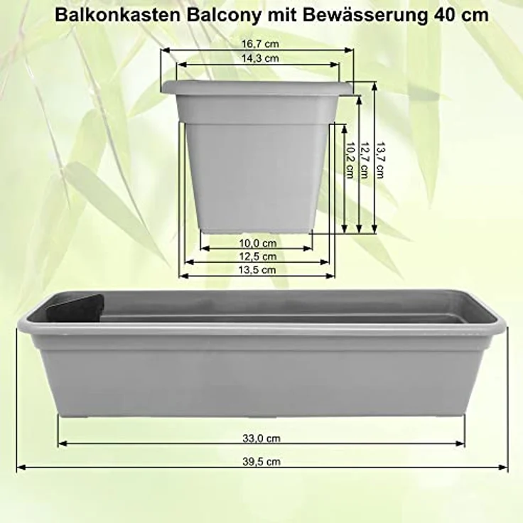 Heimwerkercenter Balkonkasten MePla Balkonkasten Balcony mit Bewässerung 40cm Untersetzer Anthrazit – Bild 3