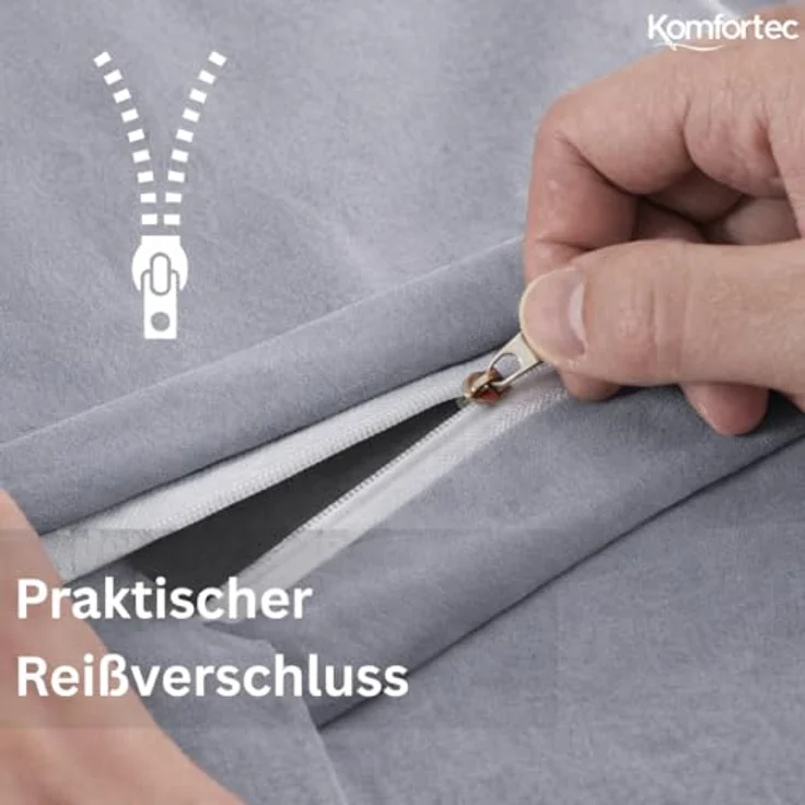 Komfortec Kissenbezug 80x80 cm 2er Set aus Gebürstet Mikrofaser mit Reißverschluss, Atmungskativ und Weich – Grau – Bild 5