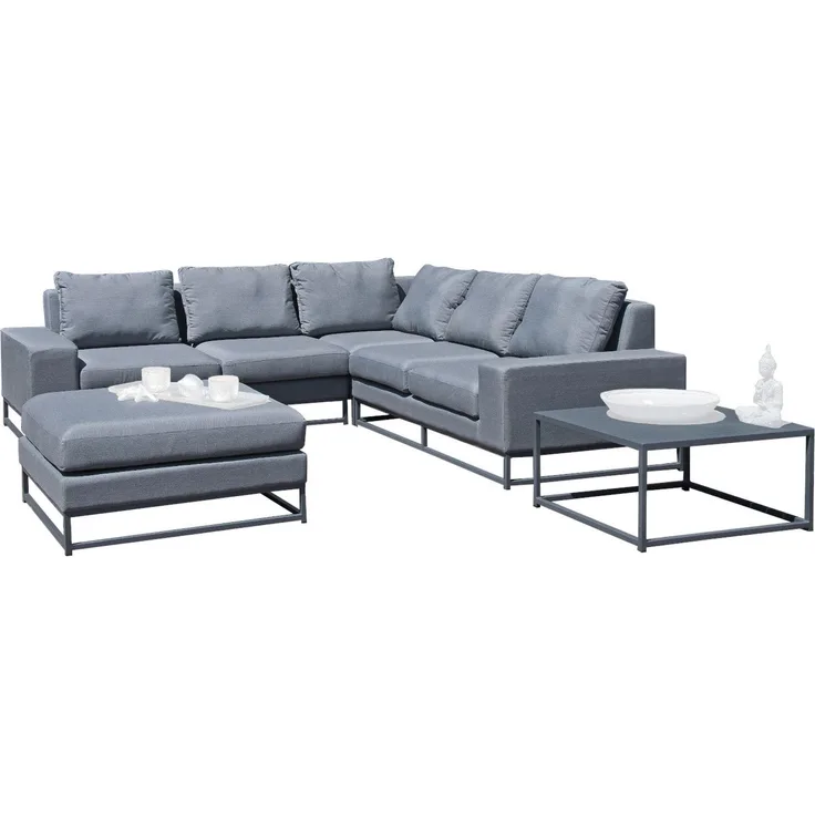 Sonnenpartner 5-teilige Lounge-Sitzgruppe Unique Aluminium mit Kissen flanell Loungesitzgruppe Sunbr
