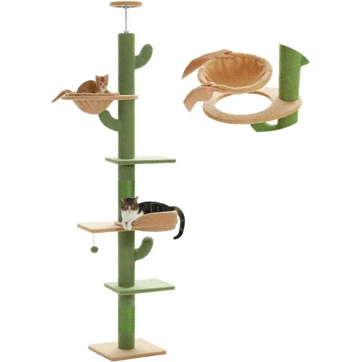 Purpurra Kratzbaum Kratzbaum deckenhoch vom Boden bis Decke grün, 205-235 cm