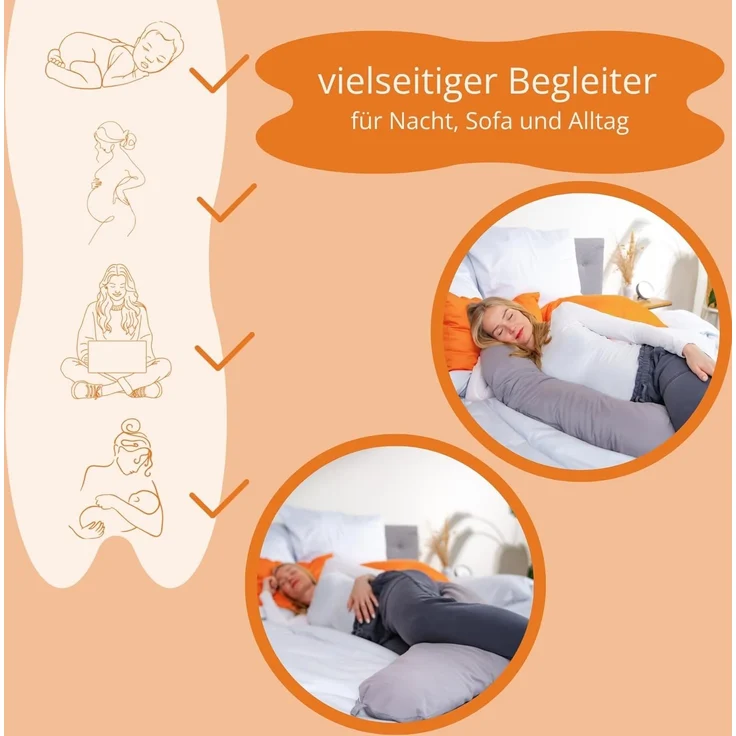 sleepling Stillkissen Schwangerschaftskissen, mit Verschlussbändern für optimale Nutzung, Bezug abnehmbar & waschbar – Bild 2