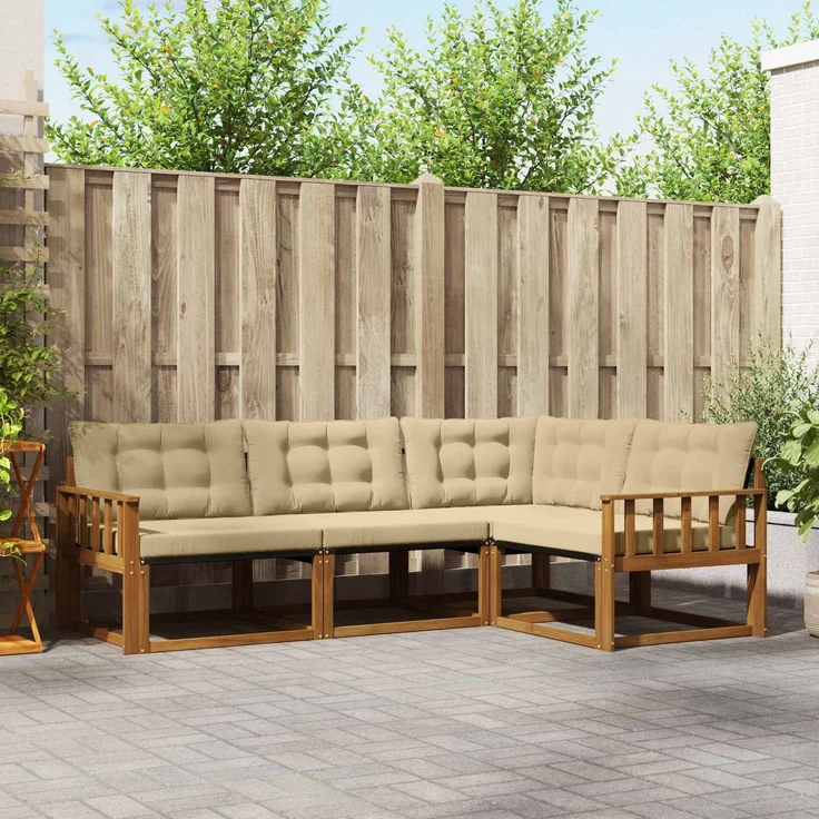 vidaXL Outdoor-Sofagarnitur 4 stk. 4-Sitzer Natur und Beige 3369408 – Bild 1