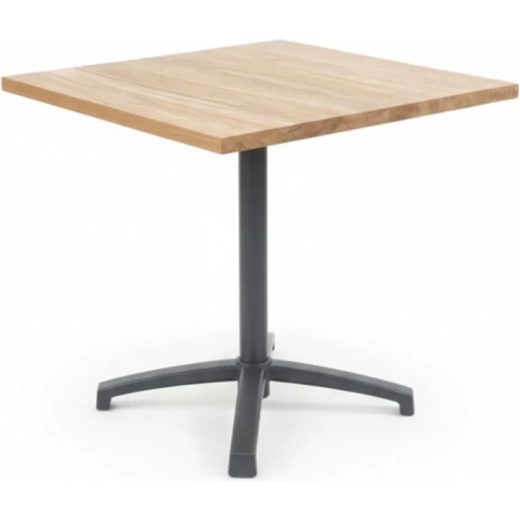 Teakholz Tisch mit Alu Tischgestell, Indoor, klappbar, eckig 70 x 70cm, handgefertigt – Bild 1