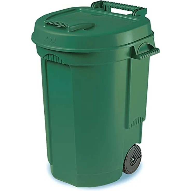 Fahrbarer Abfallbehälter 110L Farbe: grün, Maße: 55x58x81cm – Bild 1
