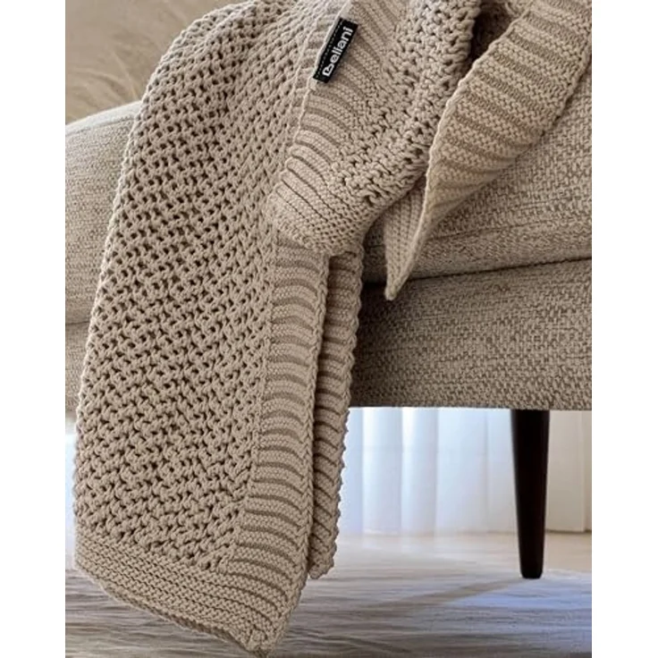 Tagesdecke ILEN Baumwolle 150 x 200 cm Helles Beige – Bild 7