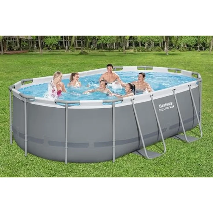 Bestway 56620 Steel Steel Pro MAX™ Frame Pool Set mit Filterpumpe 427 x 250 x 100 cm , grau, oval – Bild 2